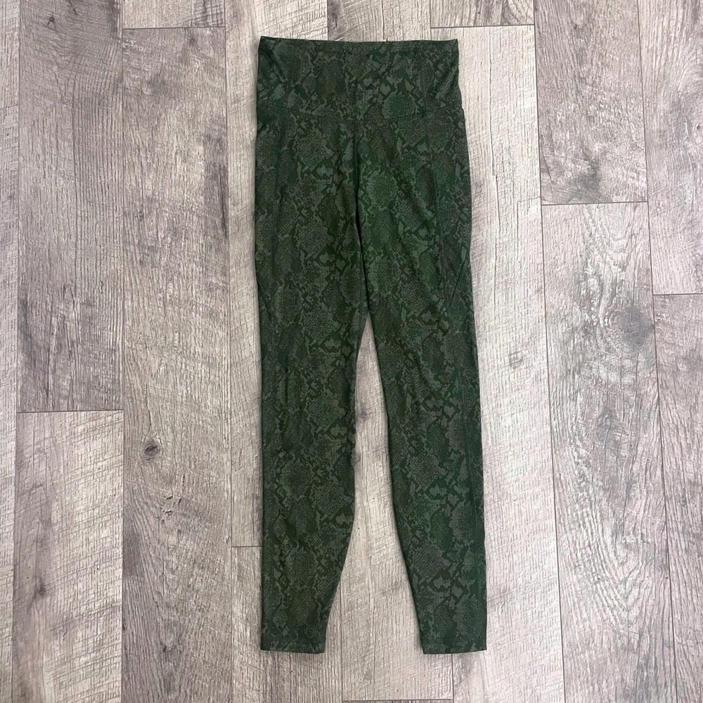 All in Motion Womens Olive Green Snakeskin Print High Rise Leggings XS RN17730